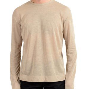 J's Exte Men's Brown Crewneck Linen Sweater